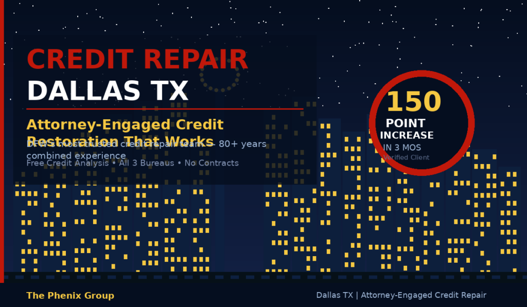 Credit repair Dallas TX attorney-engaged credit restoration DFW mortgage homebuyer