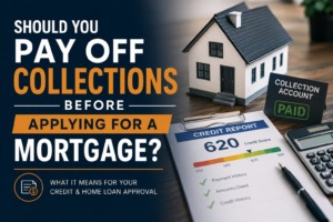 Should you pay off collections before applying for a mortgage credit report and home loan concept image